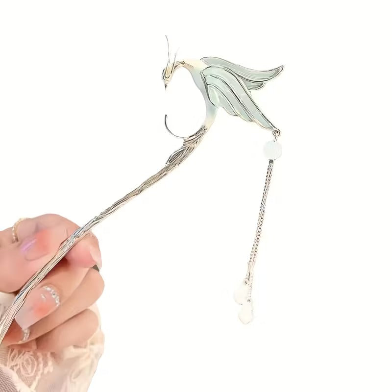 1pc Fashion Artificial Tassel Phoenix Bird Hair Sticker for Women s Ponytail Bun Holder Party Hair Accessories