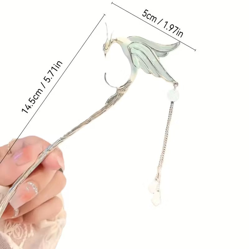 1pc Fashion Artificial Tassel Phoenix Bird Hair Sticker for Women s Ponytail Bun Holder Party Hair Accessories