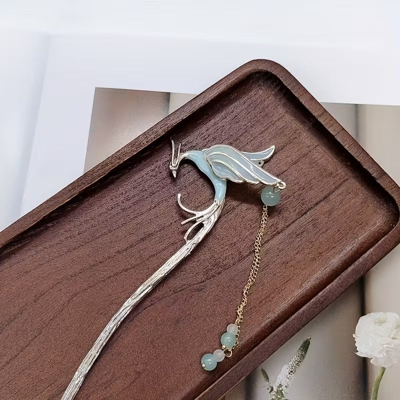 1pc Fashion Artificial Tassel Phoenix Bird Hair Sticker for Women s Ponytail Bun Holder Party Hair Accessories